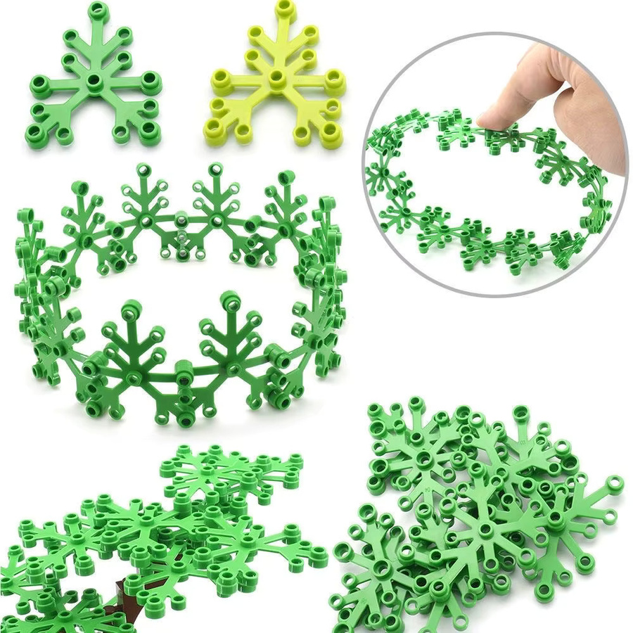30 Stück Baum und Blumen Blätter Bausteine in Grün für MOC Construction City Street View Zubehör aus Kunststoff - Bild 3