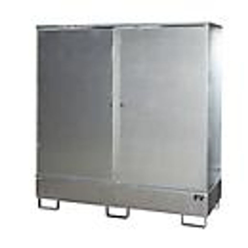 Gefahrstoffschrank Bauer Südlohn GS-2 aus Stahlblech, unterfahrbar für 2 x 200 l Fässer, silber, B/T/H: 168 x 69 x 178 cm - Bild 3
