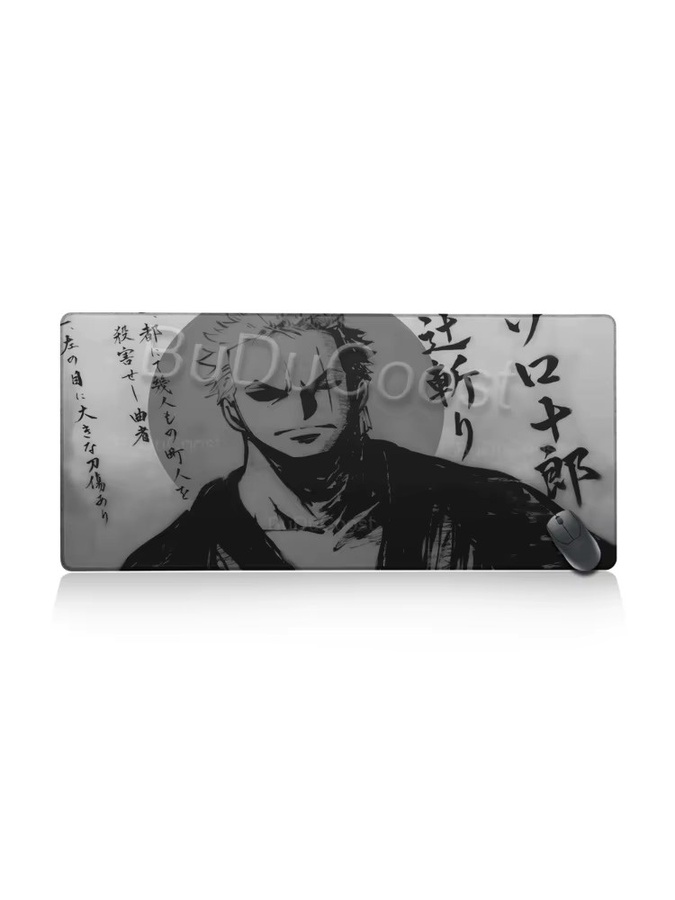 Bandai One Piece Roronoa Zoro Mauspad in Schwarz-Weiß als große Schreibtischunterlage für Gamer - Bild 5