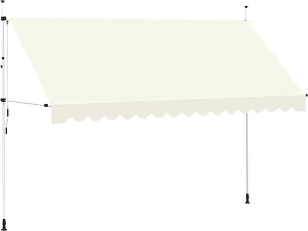 vidaXL Einziehbare Markise Handbetrieben in Cremeweiß mit Polyestergewebe und Stahlrahmen, Breite: 400 cm, Ausladung: 120 cm