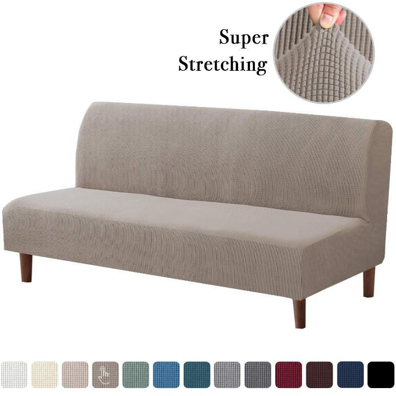 RTTIME Elastischer Sofa-Bettbezug ohne Armlehnen in Anthrazit Dunkelgrau mit Jacquard-Stretch-Stoff - Bild 3