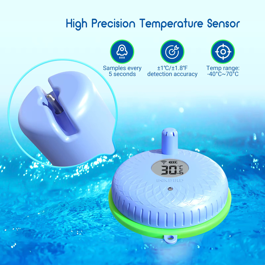 INKBIRD Verbessertes schwimmendes Pool-Thermometer mit Bluetooth, wasserdichtes digitales Wasserthermometer für Schwimmbäder, Aquarien, Spas und Teiche - Bild 2