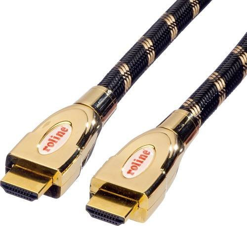 Roline HDMI Anschlusskabel Schwarz/Gold, Länge: 1,00 m - Bild 1