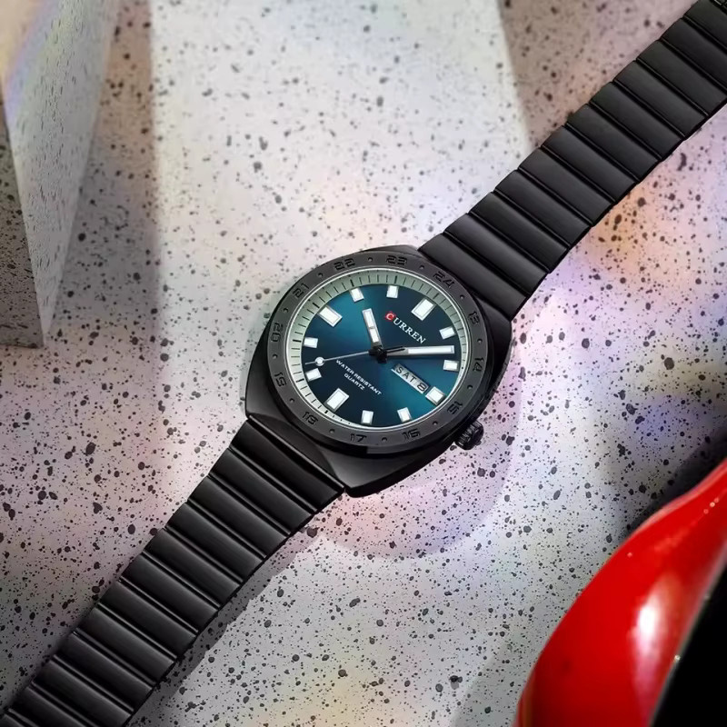 CURREN Armbanduhr, Quarz, rund, Edelstahl, Blau, Schwarz, Unisex - Bild 3