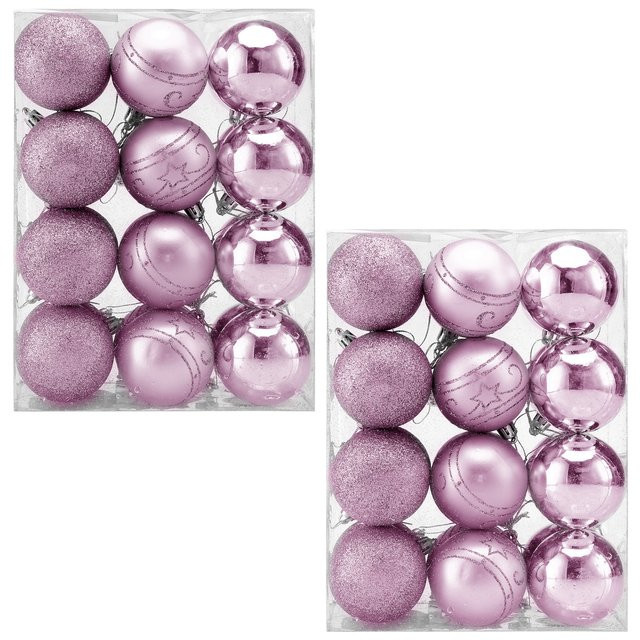 CASARIA Weihnachtskugeln in Pink und Rosa, 48er Set aus Kunststoff in matt, glänzend und glitzernd - Bild 1