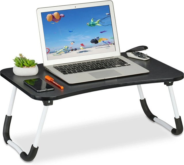 Relaxdays Laptoptisch aus MDF und Eisen in Schwarz, zusammenklappbar und rutschfest, B/T/H: 63 x 40 x 26 cm - Bild 1