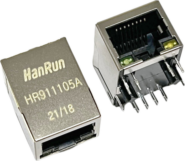 ZSDZFYLLK HR911105A Single Port RJ45 Ethernet LAN Stecker mit Magnetmodul und LED in Silber - Bild 1