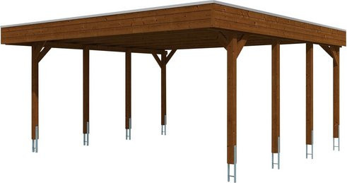 Skan Holz Carport Friesland in Nussbaum Braun B/T: 557 x 555 cm, Höhe: 254 cm - Bild 3