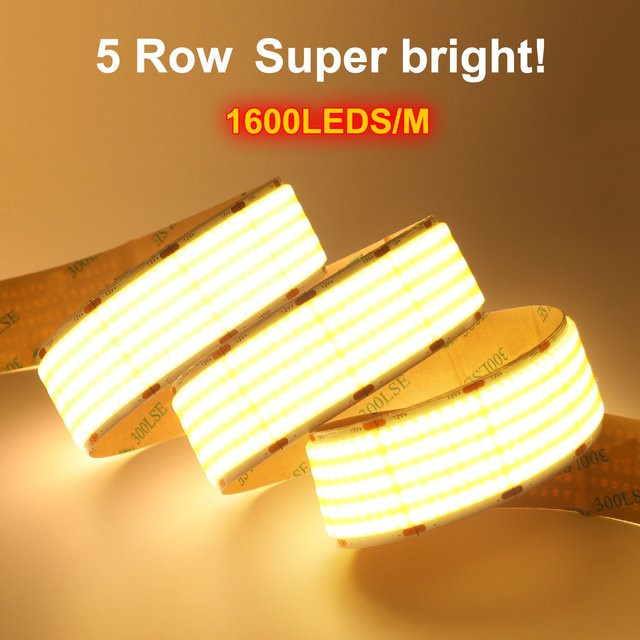 GAHADA COB-LED-Streifen warmweiß, ultrahell mit 1600 LEDs/m, selbstklebend, 12 V 24 V - Bild 1