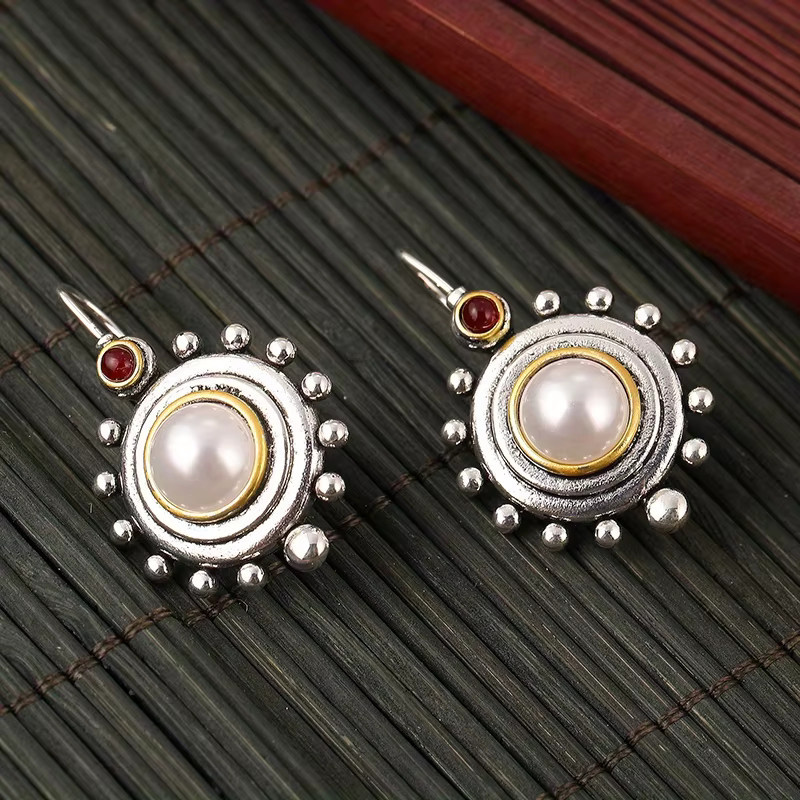 YoYo Hängeohrringe, Silber, Perle, Damen, Vintage - Bild 3