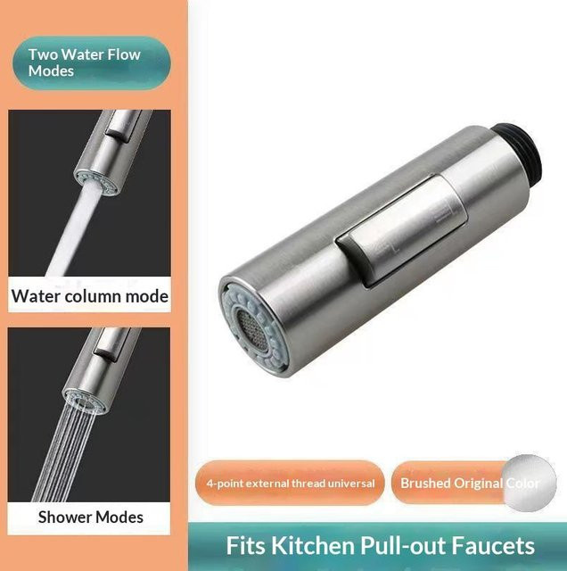 Binchi Ausziehbarer Duschkopf für Küchenarmaturen in Silber Brushed Nickel - Bild 1
