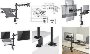LogiLink Monitorarm mit Notebookhalterung in Schwarz mit 75x75 VESA-Halterung und Tragkraft bis 9 kg für Monitor und 4 kg für Notebook - Bild 1