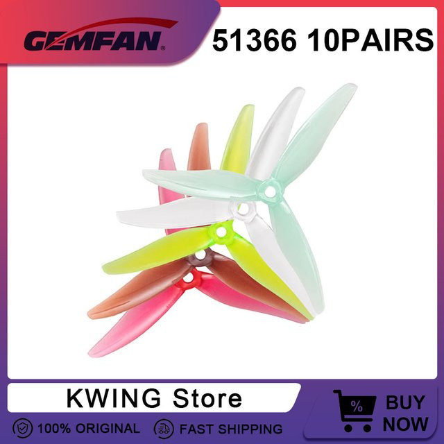 Gemfan 51366 MCK ReV3 Propeller, 10 Paar, Rot, Kunststoff, Nachfüllpack - Bild 1