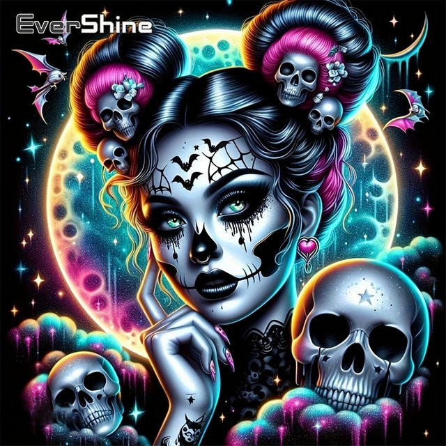 Evershine Kreuzstichset Mädchen Portrait Stickerei mit bedruckter Leinwand, Multicolour, B/H: 30 x 30 cm - Bild 1
