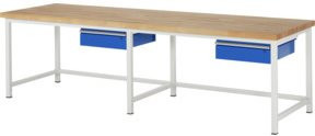 Rau Werkbank 8001A1 höhenverstellbar mit 2 Schubladen, Mehrfarbig, B: 300 cm, T: 90 cm, H: 84-104 cm - Bild 1