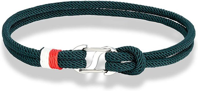 YULIN Armband Edelstahl, marineblau geflochtenes Seil, 21cm, Unisex - Bild 1