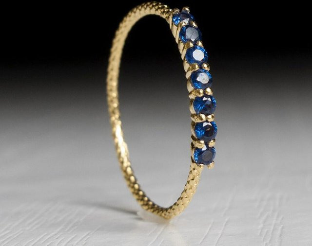 YIRAN Jewelry Ring, Kupfer, Gold, Blauer Zirkonia, Damenringe - Bild 1