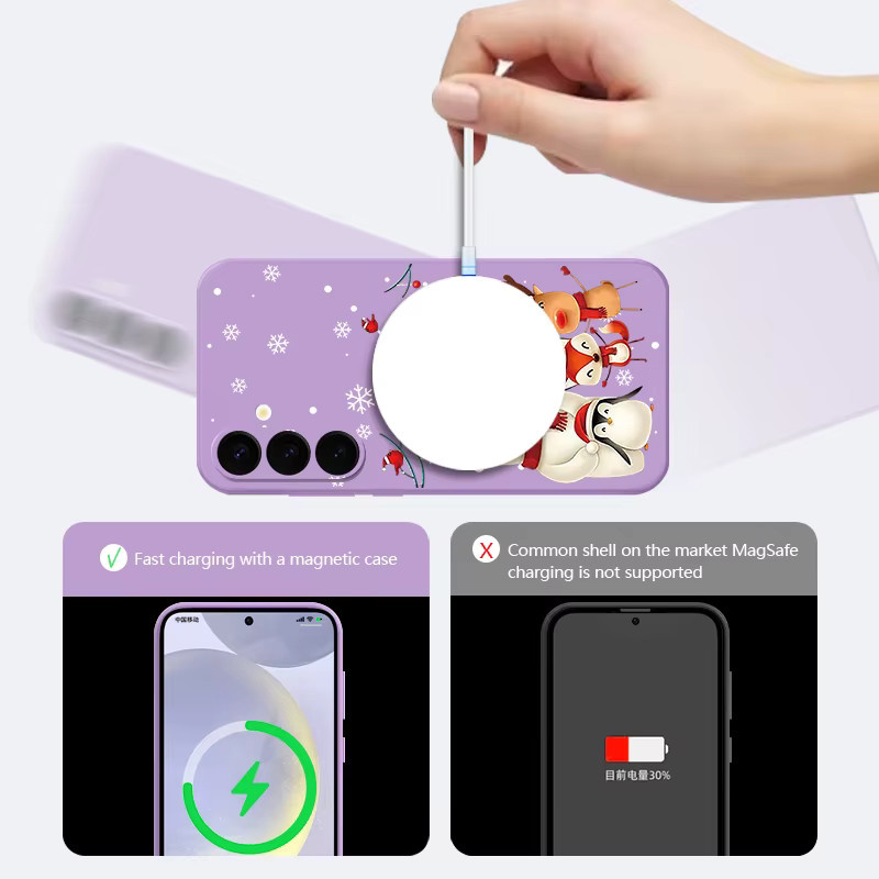 Weihnachten Elch Magnetische Handyhülle aus weichem TPU für Samsung Galaxy S25 S24 Ultra S23 S22 Plus S24 FE A17 A56 A55 A35 A16 A15 A36 in Beige und Weiß - Bild 2