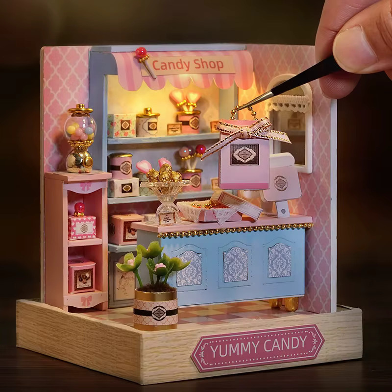zuuton Mini Miniatur-Puppenhaus DIY, Bausatz, Holz, Bunt / Mehrfarbig - Bild 1