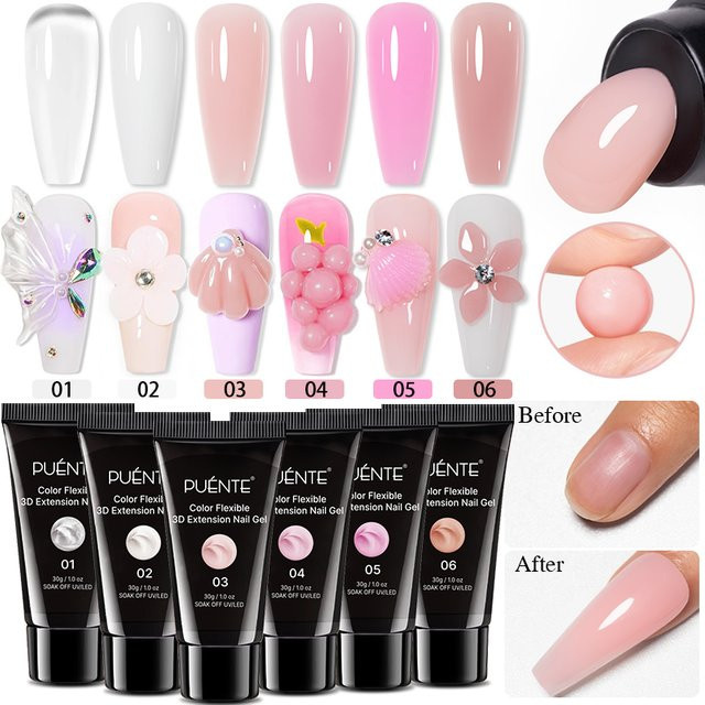 PUENTE Aufbaugel, 30g, Klar Nude Pink, Glänzend - Bild 1