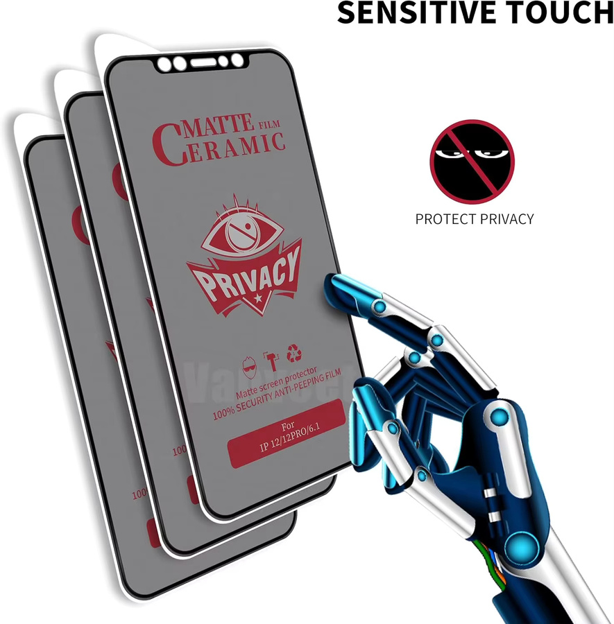5er Pack Anti-Spy Matte Keramik Displayschutzfolie für Xiaomi Redmi 13C 12C 9I 9A 10C 11A Note 11s 12s 10s 9 Pro Privatsphäre Schutz - Bild 3
