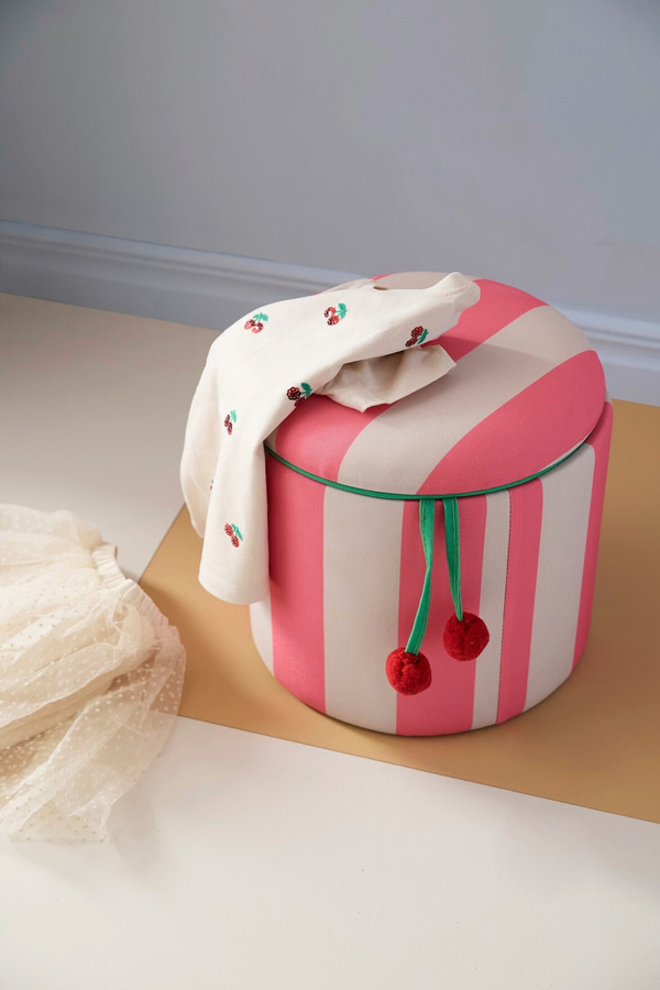 Kids Concept Sitzhocker mit Stauraum rosa gestreift B/T/H: 31,0 x 40,0 x 30,5 cm - Bild 2