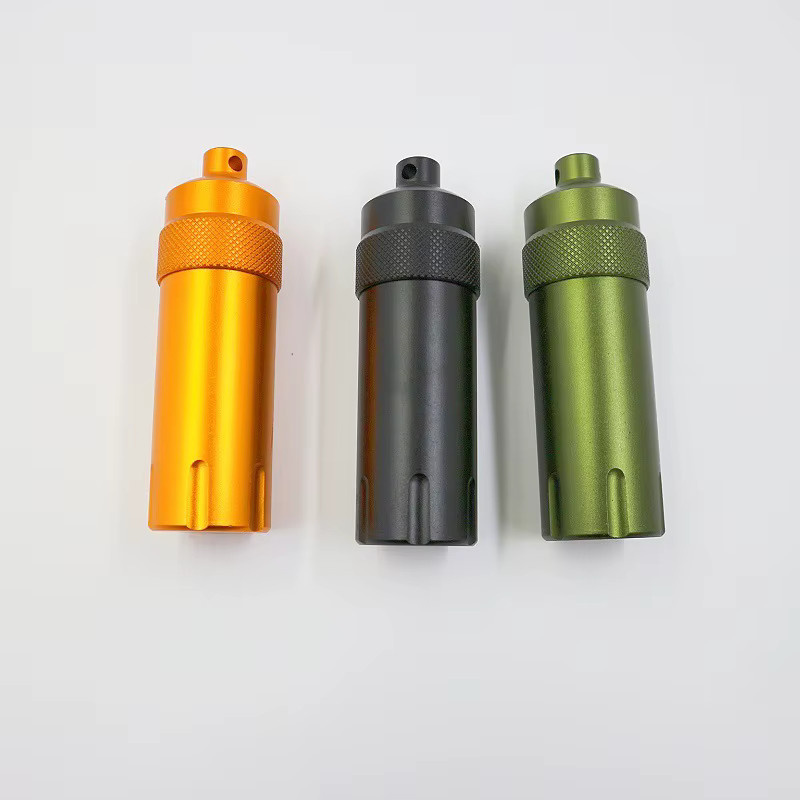 YiHESZ Tragbare Wasserdichte Kapsel Dichtung Flasche aus Aluminiumlegierung in Grün mit Taktischem Stift für Outdoor und Survival - Bild 2
