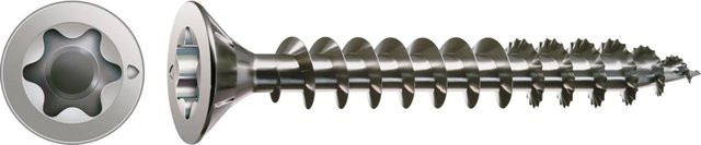 Spax Edelstahlschraube A2 Torx T10 Senkkopf mit S-Spitze für Holz, Silber, 25 Stück, Durchmesser: 3 mm, Länge: 12 mm - Bild 1