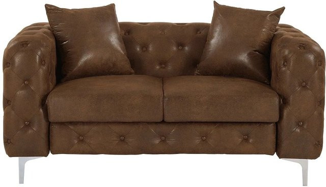 Chesterfield Sofa Edwina Braun in Braun aus Mikrofaser, Breite: 162 cm - Bild 1