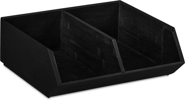 Relaxdays Schreibtischorganizer aus Bambus in Anthrazit, stapelbar, B/T/H: 35 x 31 x 12,5 cm - Bild 1