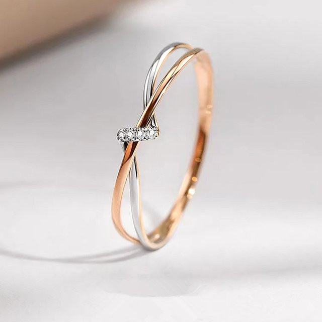 Huitan Twist-Fingerring, Bicolor, Zirkonia, Damen - Bild 1