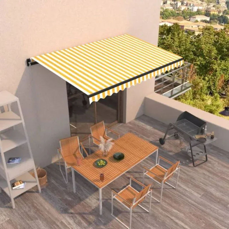 Vidaxl Markise manuell einziehbar Gelb und Weiß B: 450 cm, H: 300 cm - Bild 1