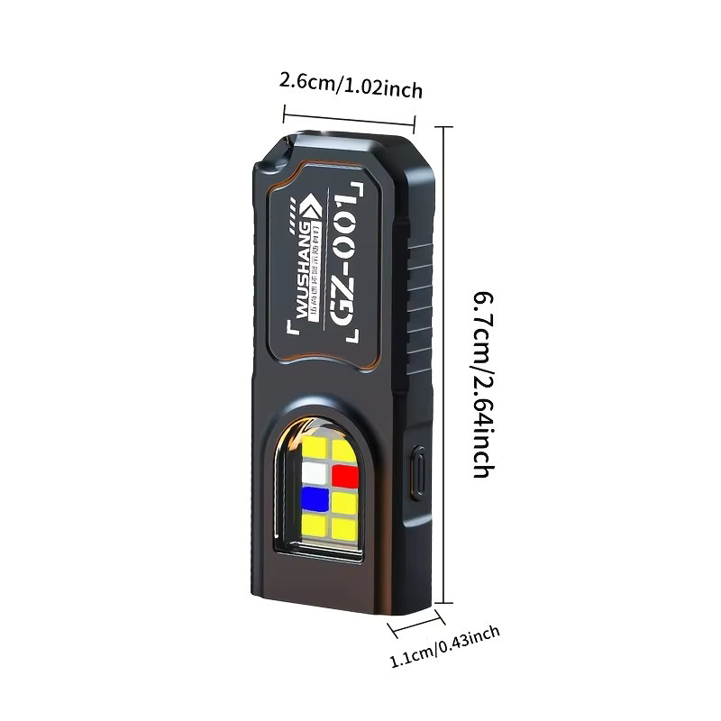 Heinast Mini COB LED Schlüsselanhänger-Taschenlampe in Schwarz, wiederaufladbare magnetische Arbeitsleuchte mit Typ-C Anschluss und Clip für Camping und Notfallbeleuchtung - Bild 5