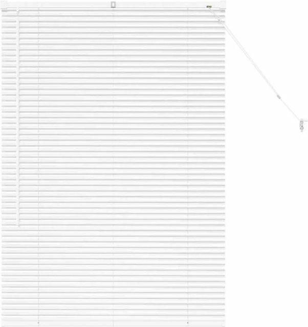 vidaXL Balkenjalousien mit Vorhängen aus Aluminium in Weiß, B/H: 130 x 90 cm - Bild 1