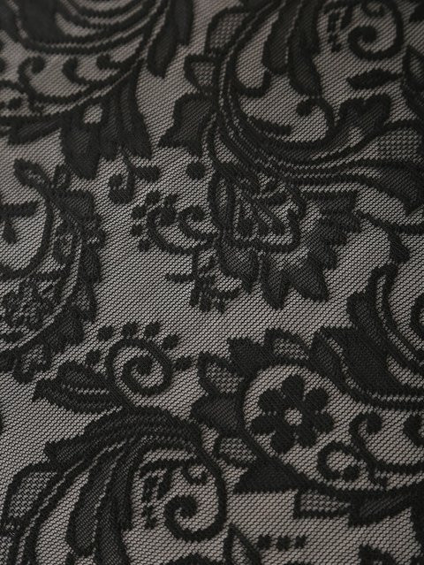 Schwarze Spitzentischdecke von JINGYUE Pet mit Blumenmuster und Hohlmuster, B/L: 140 x 180 cm - Bild 1
