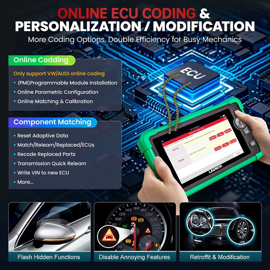 Launch X431 CRP919 EV Diagnosegerät für Elektrofahrzeuge mit CAN FD DOIP OBD-Scanner, Alle Systeme, 43+ Reset-Funktionen, ECU-Codierung und bidirektionaler Steuerung - Bild 2