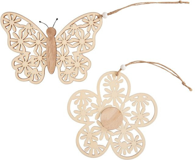 VBS Anhänger Schmetterling und Blume in Beige aus Sperrholz - Bild 1
