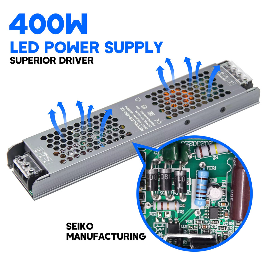XUNATA Netzteil AC zu DC Transformator für LED-Streifen und LED-Lampen 12V 24V aus Metall - Bild 2
