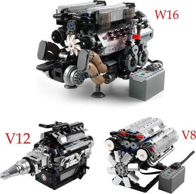 Wishiot Modellbausteine W16 Motor Simulation Skala Auto mit Motorantrieb MOC Ziegel Set - Bild 1