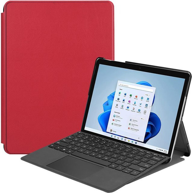 Schutzhülle für Microsoft Surface Go 4 3 2 mit Ständer und Stifthalter aus PU-Leder in Rot - Bild 1