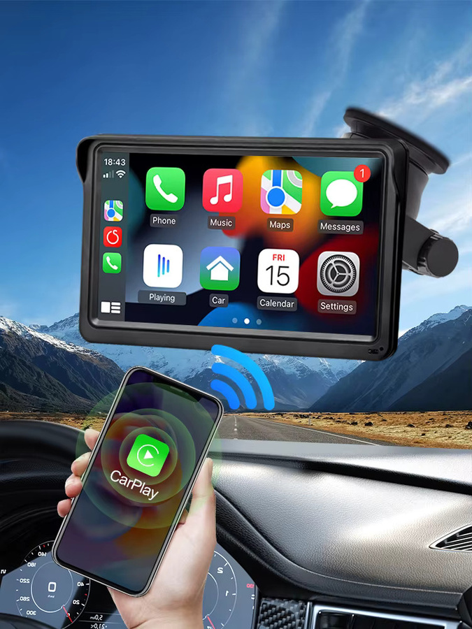 Hippcron 7 Zoll Auto Multimedia Player mit Bluetooth, Wireless CarPlay und Android Auto in Schwarz mit USB und AUX - Bild 7