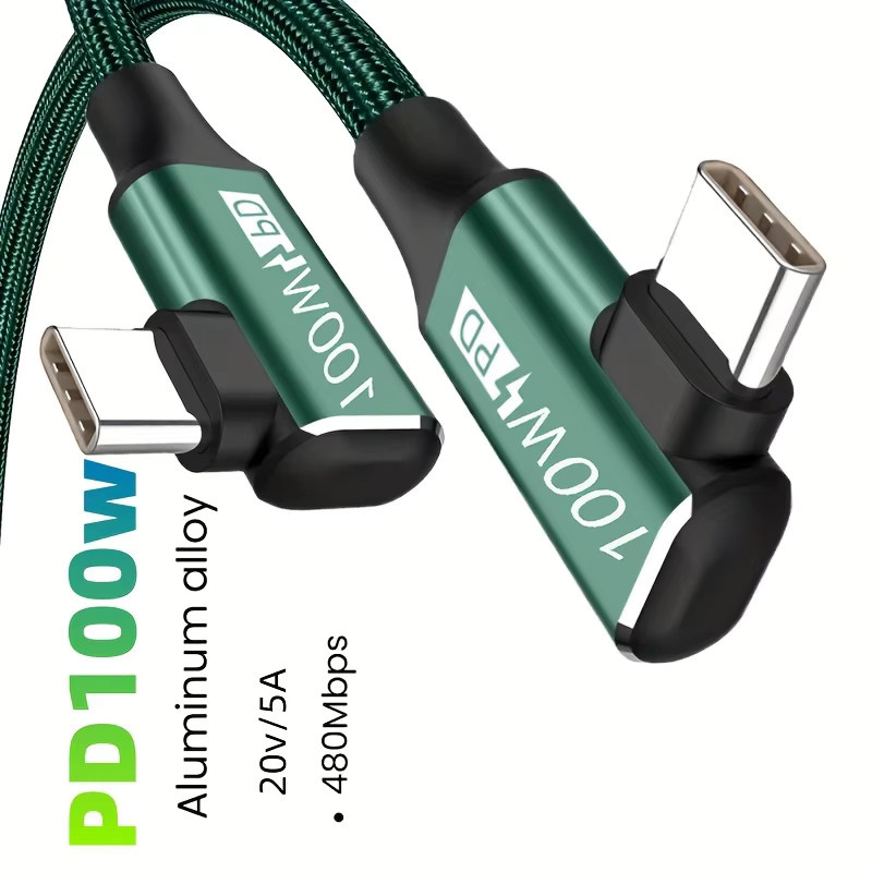 USB-C auf USB-C Schnellladekabel in Grün für iPhone 16, 15 Pro Max und Samsung Galaxy S24, S23, S22, S21, S20, S10 - Bild 2