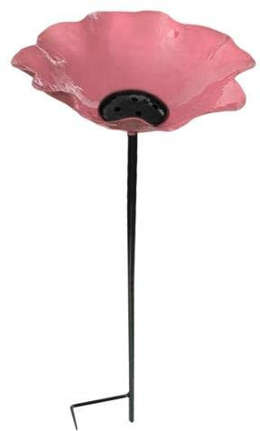 Dekorativer Gartenstecker Eclipse aus Metall als Bienen- und Vogeltränke in Pink - Bild 1