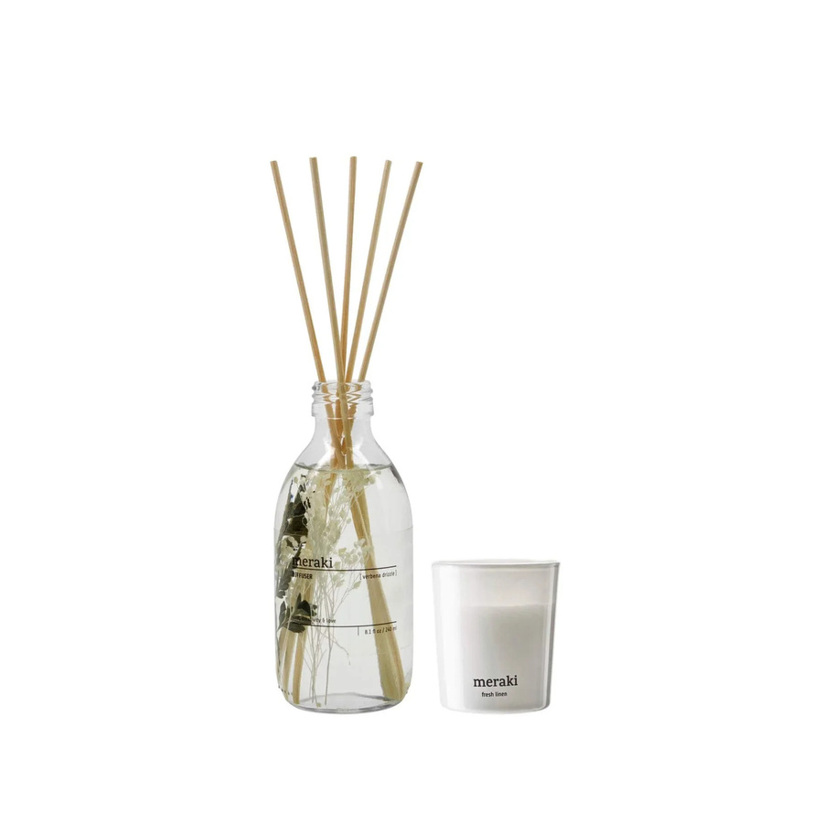Meraki Geschenkbox Verbena Drizzle mit Duftstäbchen und Kerze in Transparent - Bild 1