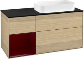 V&B Waschtischunterschrank Finion mit Regal links in Peony und Oak Veneer, Breite: 120 cm, Tiefe: 60 cm - Bild 1