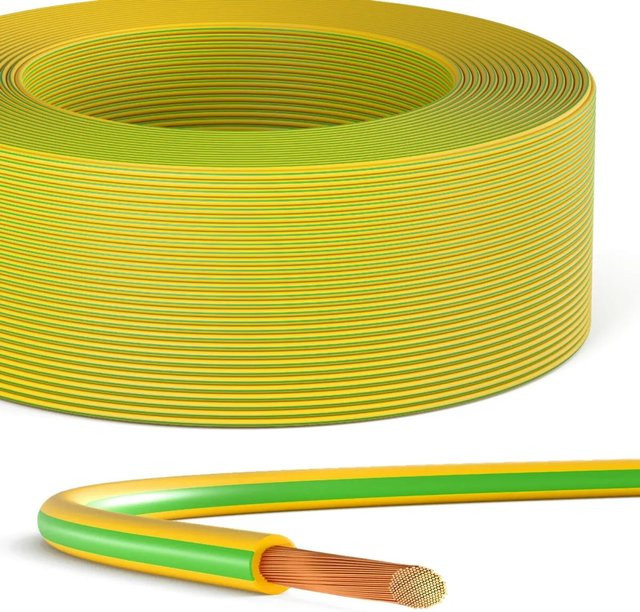 hb-digital Erdungskabel H07V-K Aderleitung aus PVC, 16mm2, gelb, 10m Länge - Bild 1