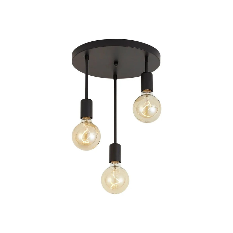 QAZQA Moderne Deckenleuchte Facil in Schwarz aus Stahl, 3-flammig, dimmbar, E27, Breite: 34,5 cm, Tiefe: 30,0 cm, Höhe: 3,0 cm - Bild 2
