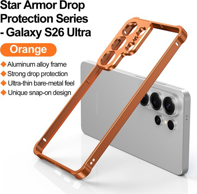 Stoßfeste Schutzhülle aus Aluminiumlegierung für Samsung Galaxy S26 Ultra in Titanium mit Wärmeableitung und Kamera-Schutzring - Bild 1