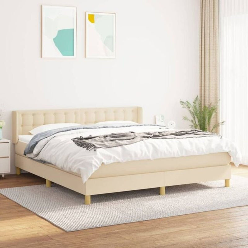 vidaxl Boxspringbett mit Matratze in Beige aus Stoff, B/T/H: 160 x 200 cm - Bild 1