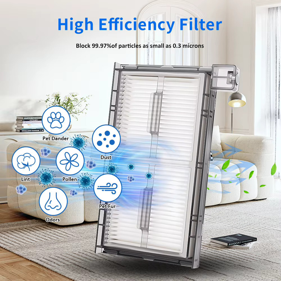 WINDNINJA HEPA-Filter Set mit Filterreinigungsbürste für Eufy X8 Pro und X8 Pro SES Roboterstaubsauger in Weiß - Bild 3